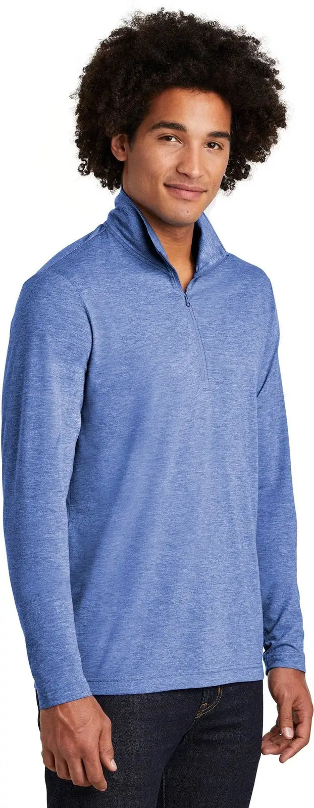 Sport-tek St407 Posicharge Tri-blend Wicking 1/4-zip Pullover - True Royal Heather
