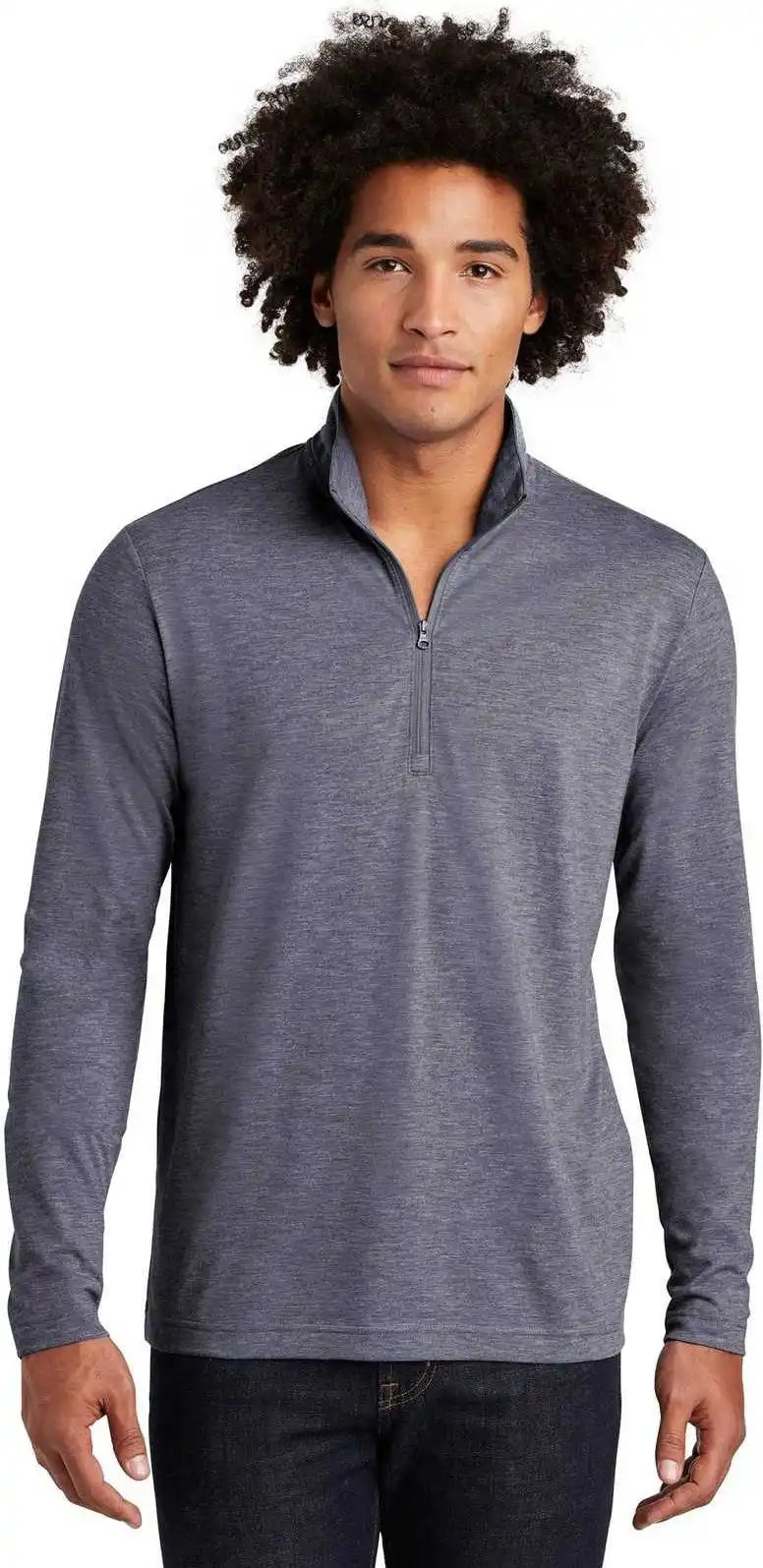 Sport-tek St407 Posicharge Tri-blend Wicking 1/4-zip Pullover - True Navy Heather
