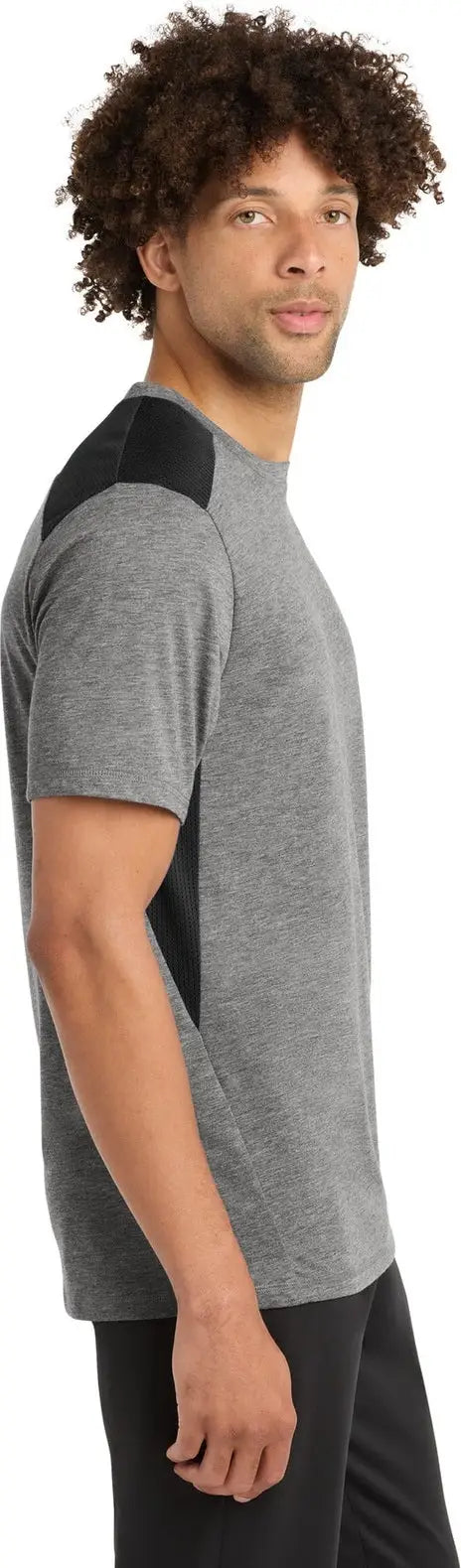 Sport-tek St410 Posicharge Tri-blend Wicking Draft Tee - Black Dark Gray Heather