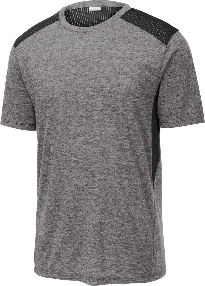 Sport-tek St410 Posicharge Tri-blend Wicking Draft Tee - Black Dark Gray Heather