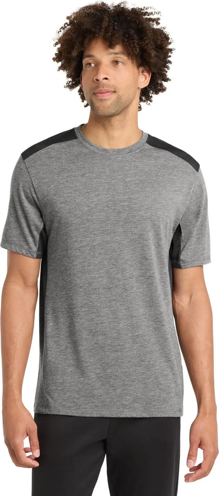 Sport-tek St410 Posicharge Tri-blend Wicking Draft Tee - Black Dark Gray Heather