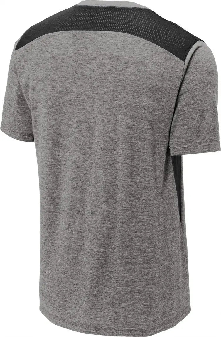 Sport-tek St410 Posicharge Tri-blend Wicking Draft Tee - Black Dark Gray Heather
