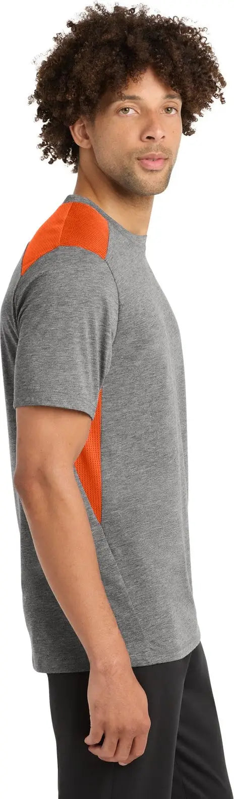 Sport-tek St410 Posicharge Tri-blend Wicking Draft Tee - Deep Orange Dark Gray Heather