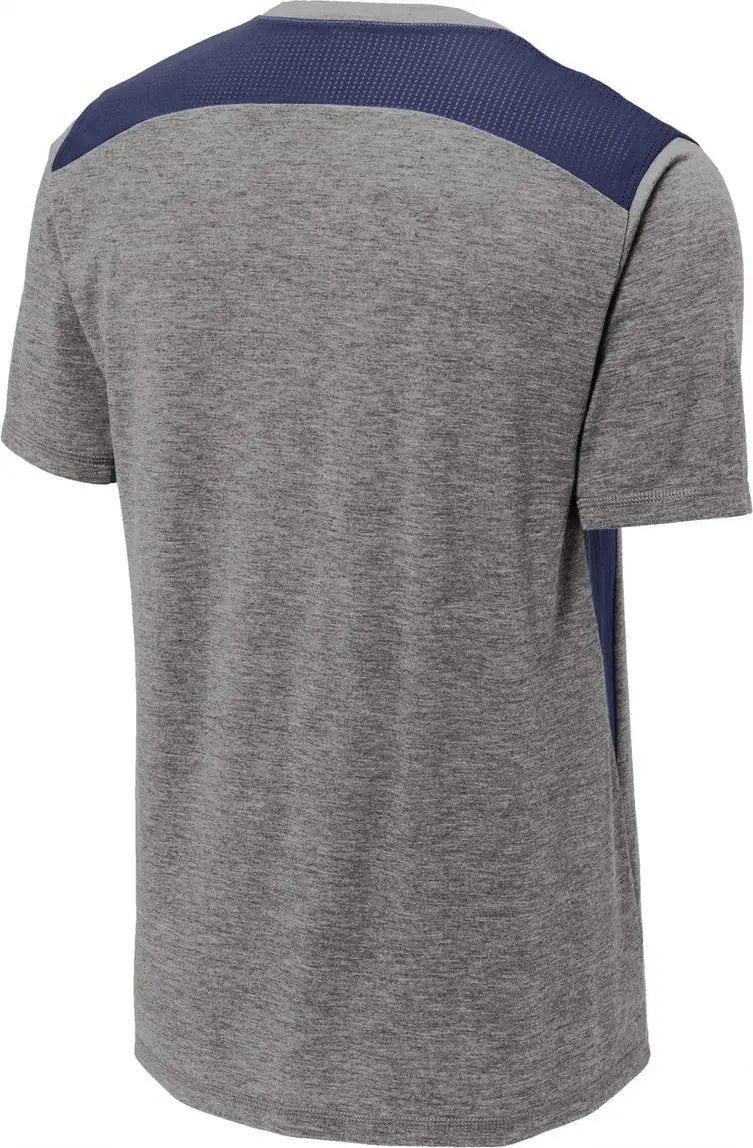 Sport-tek St410 Posicharge Tri-blend Wicking Draft Tee - True Navy Dark Gray Heather