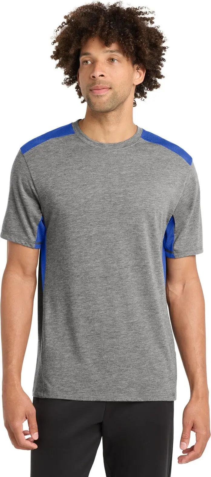 Sport-tek St410 Posicharge Tri-blend Wicking Draft Tee - True Royal Dark Gray Heather