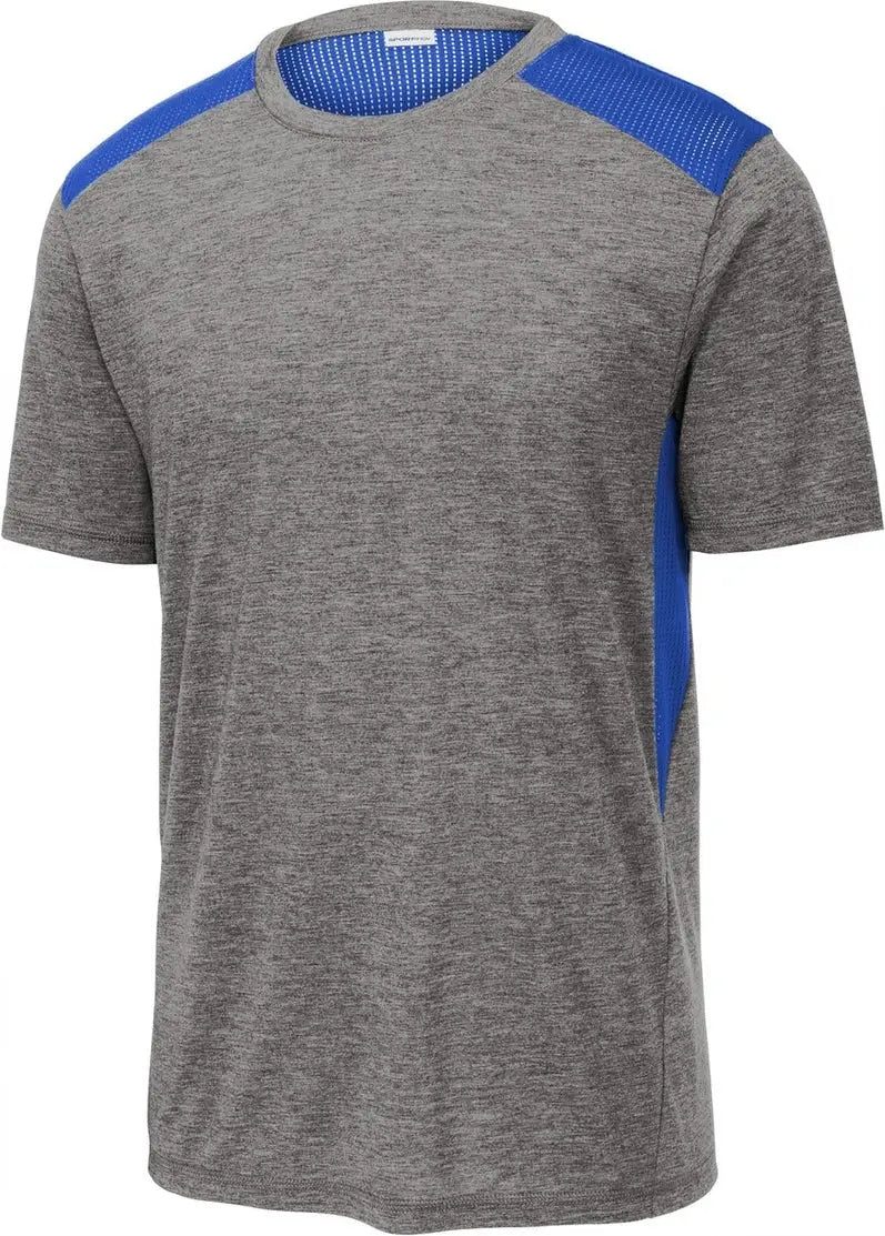 Sport-tek St410 Posicharge Tri-blend Wicking Draft Tee - True Royal Dark Gray Heather