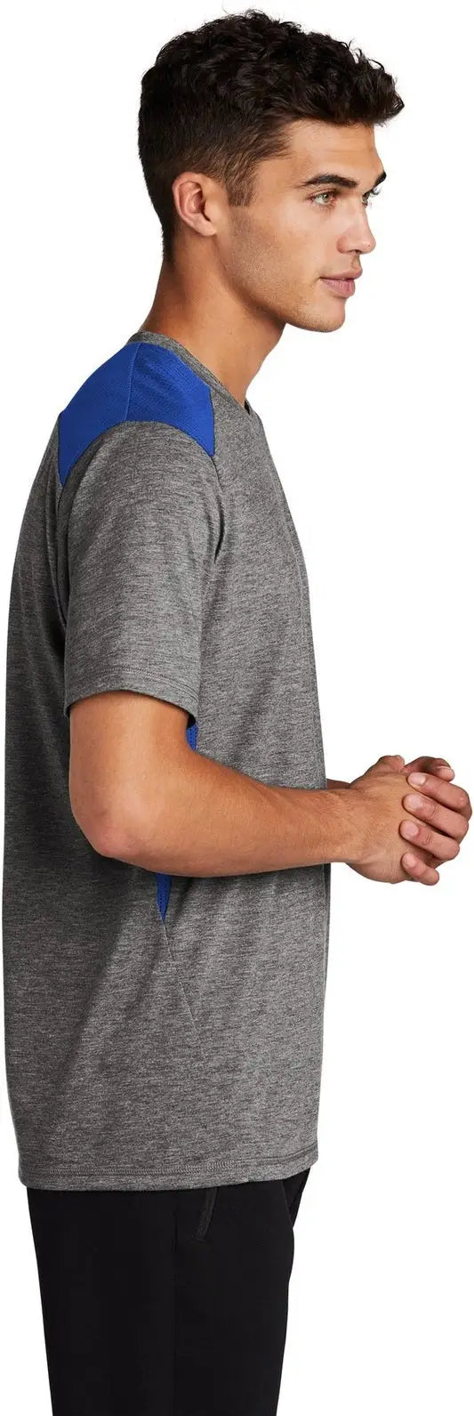Sport-tek St410 Posicharge Tri-blend Wicking Draft Tee - True Royal Dark Gray Heather