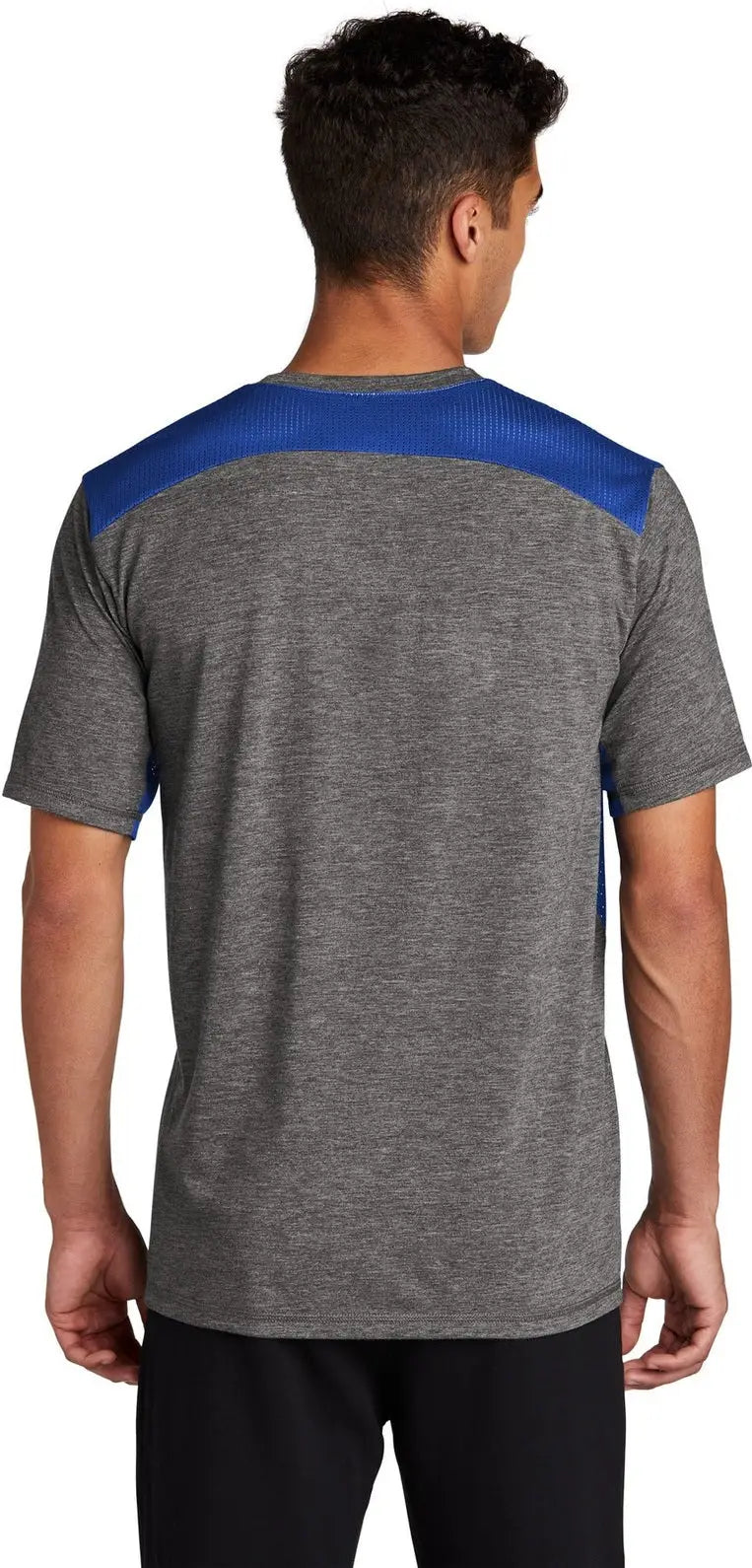 Sport-tek St410 Posicharge Tri-blend Wicking Draft Tee - True Royal Dark Gray Heather