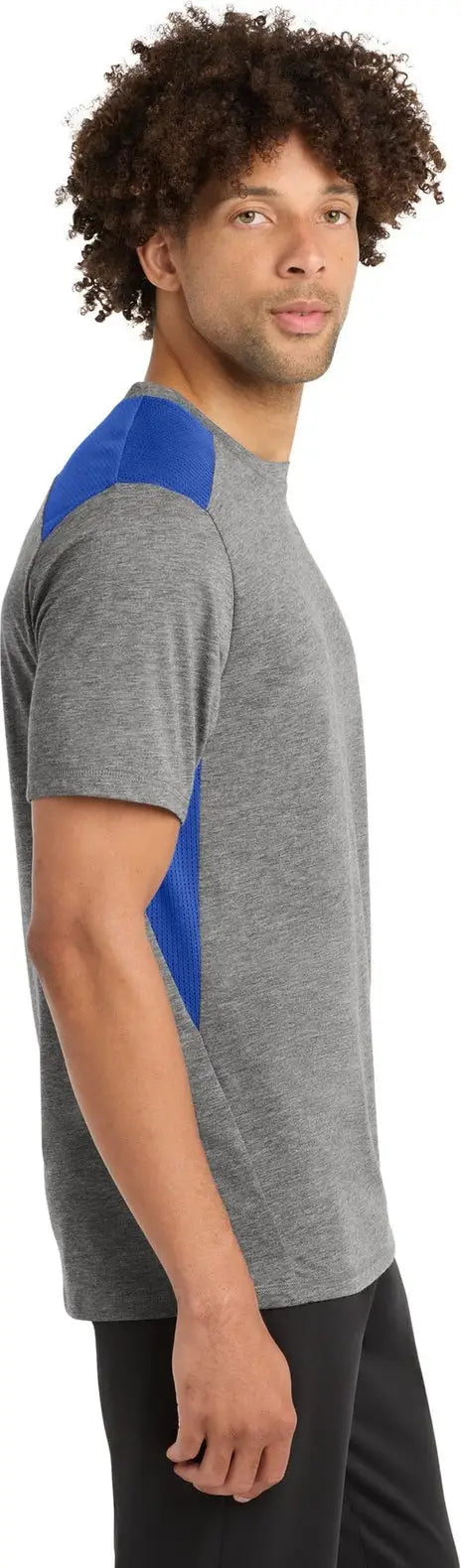 Sport-tek St410 Posicharge Tri-blend Wicking Draft Tee - True Royal Dark Gray Heather