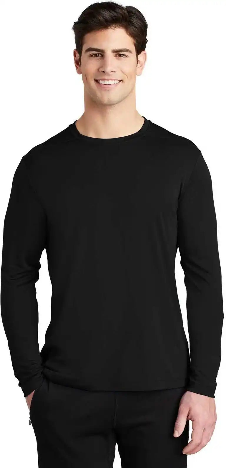 Sport Tek St420ls Posi Uv Pro Long Sleeve Tee Black
