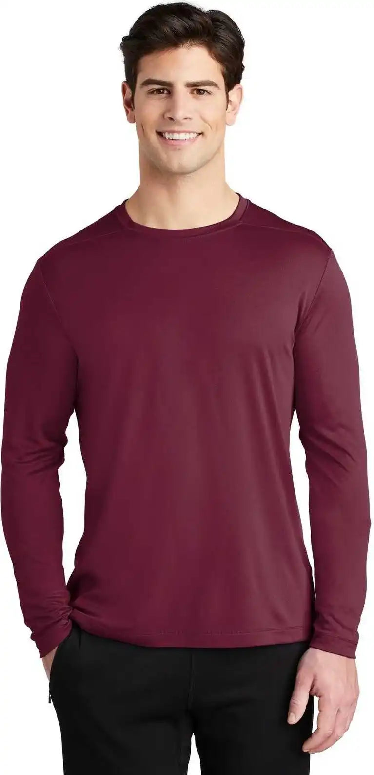 Sport Tek St420ls Posi Uv Pro Long Sleeve Tee Cardinal