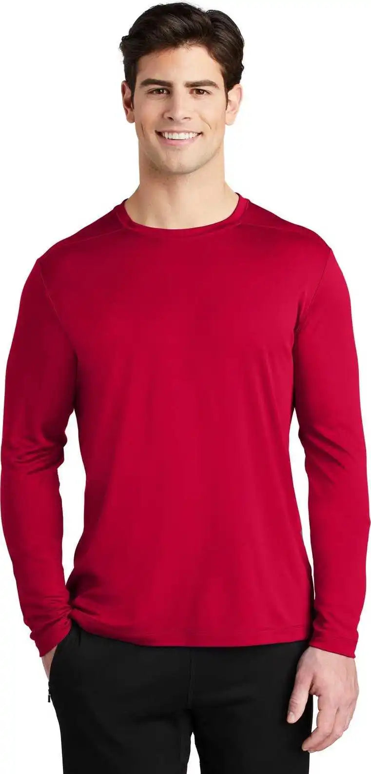 Sport Tek St420ls Posi Uv Pro Long Sleeve Tee Deep Red
