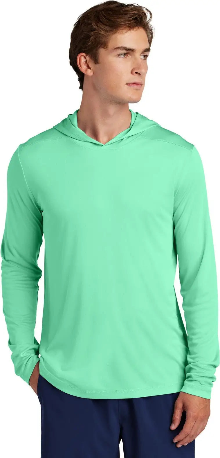 Sport-tek St420lsh Posi-uv Pro Long Sleeve Hoodie - Bright Seafoam - Adult Xs
