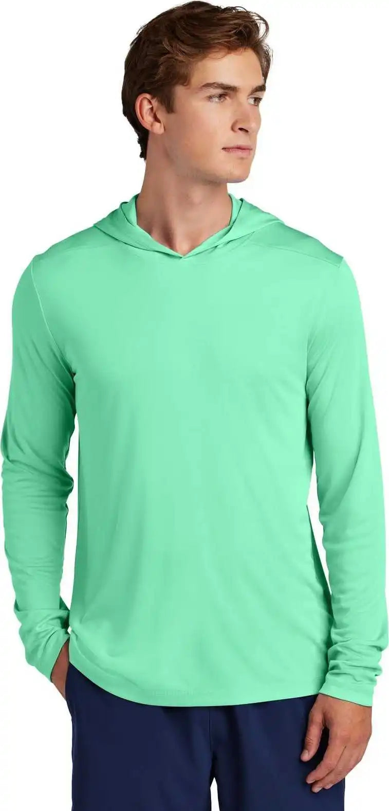 Sport Tek St420lsh Posi Uv Pro Long Sleeve Hoodie Brtseafoam
