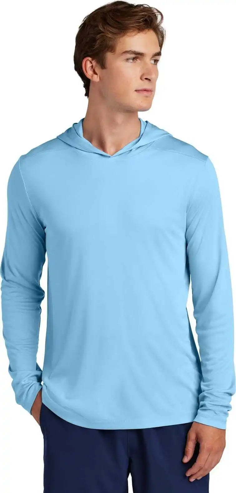 Sport-tek St420lsh Posi-uv Pro Long Sleeve Hoodie - Light Blue