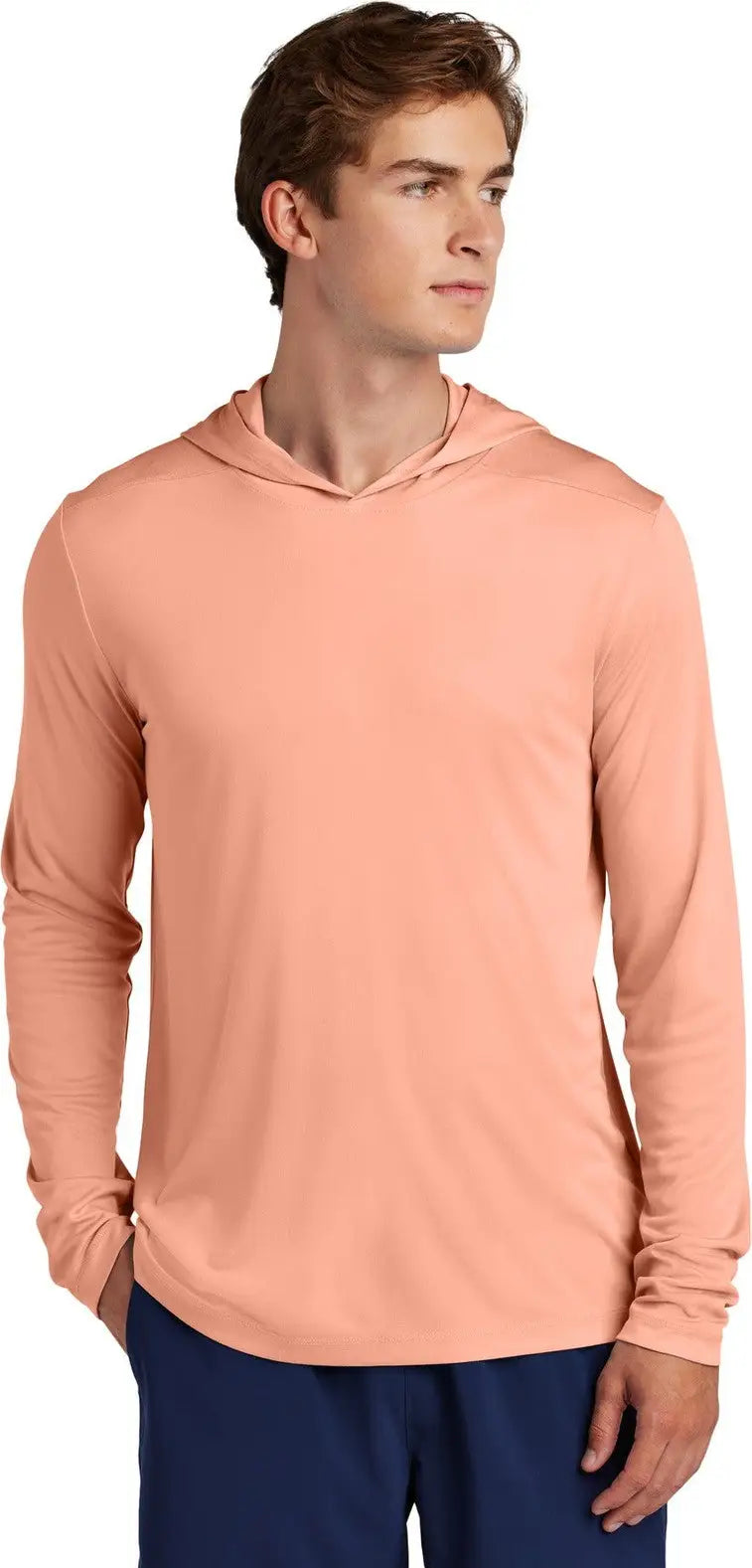 Sport-tek St420lsh Posi-uv Pro Long Sleeve Hoodie - Soft Coral - Adult Xs