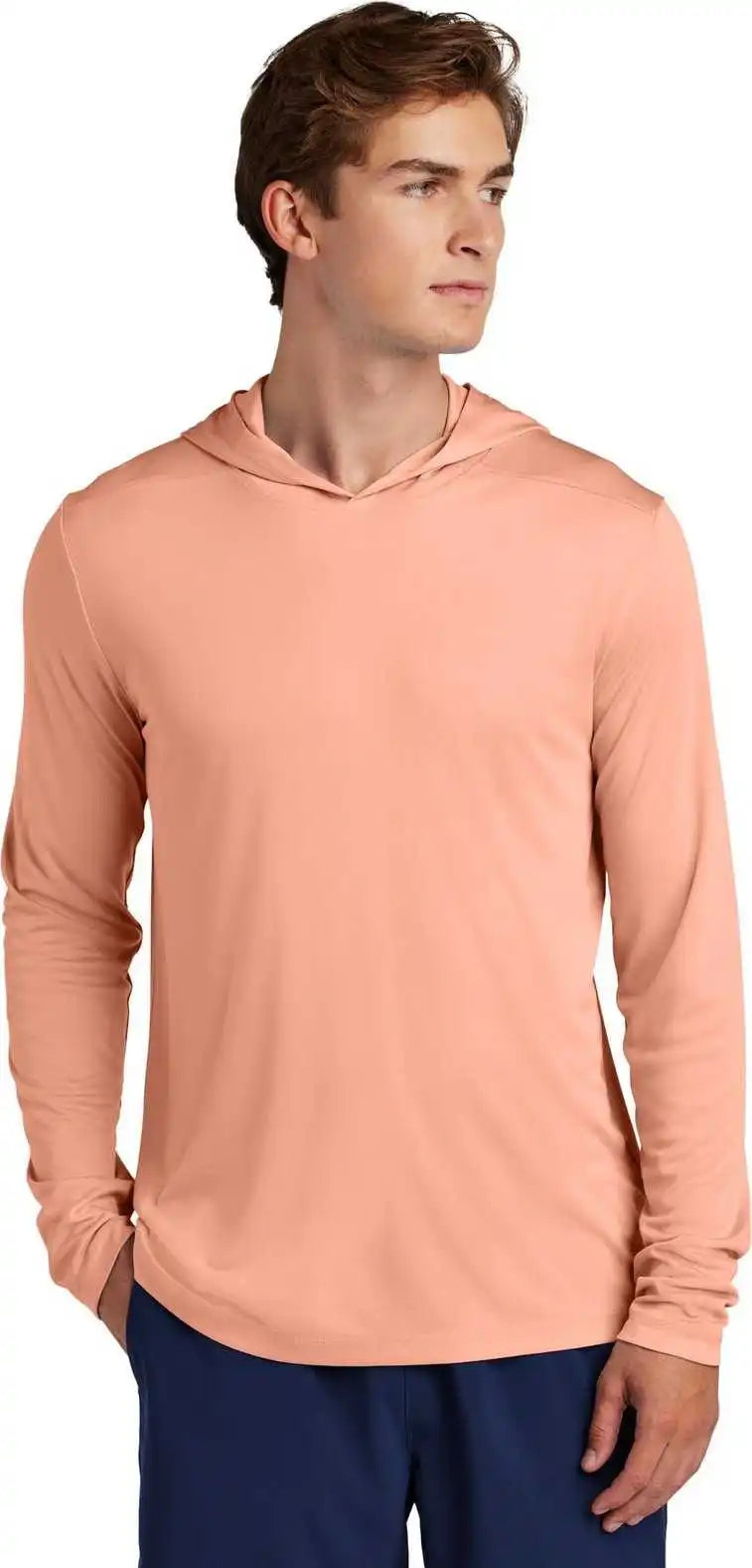 Sport Tek St420lsh Posi Uv Pro Long Sleeve Hoodie Softcoral