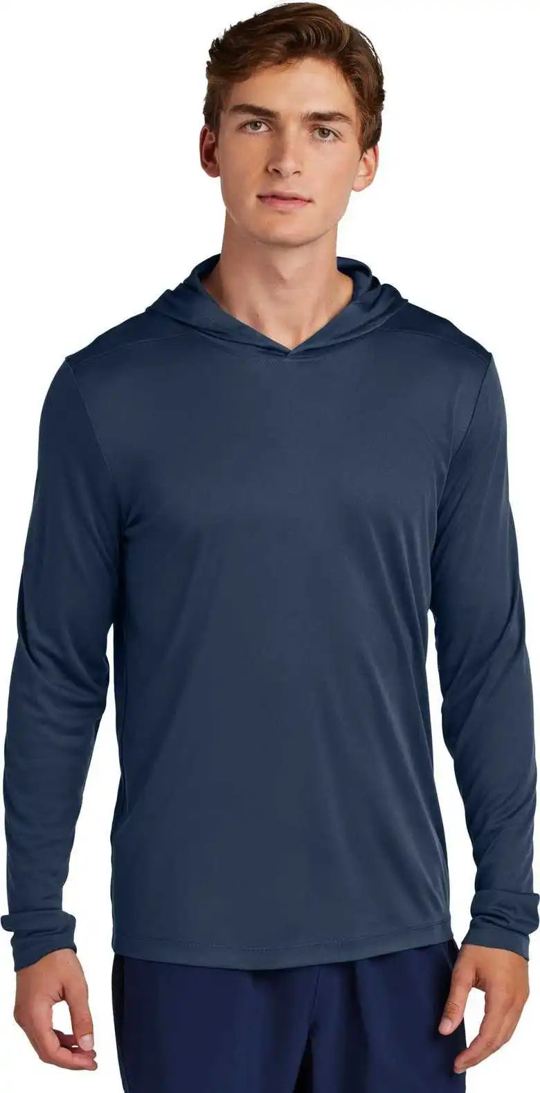 Sport Tek St420lsh Posi Uv Pro Long Sleeve Hoodie True Navy