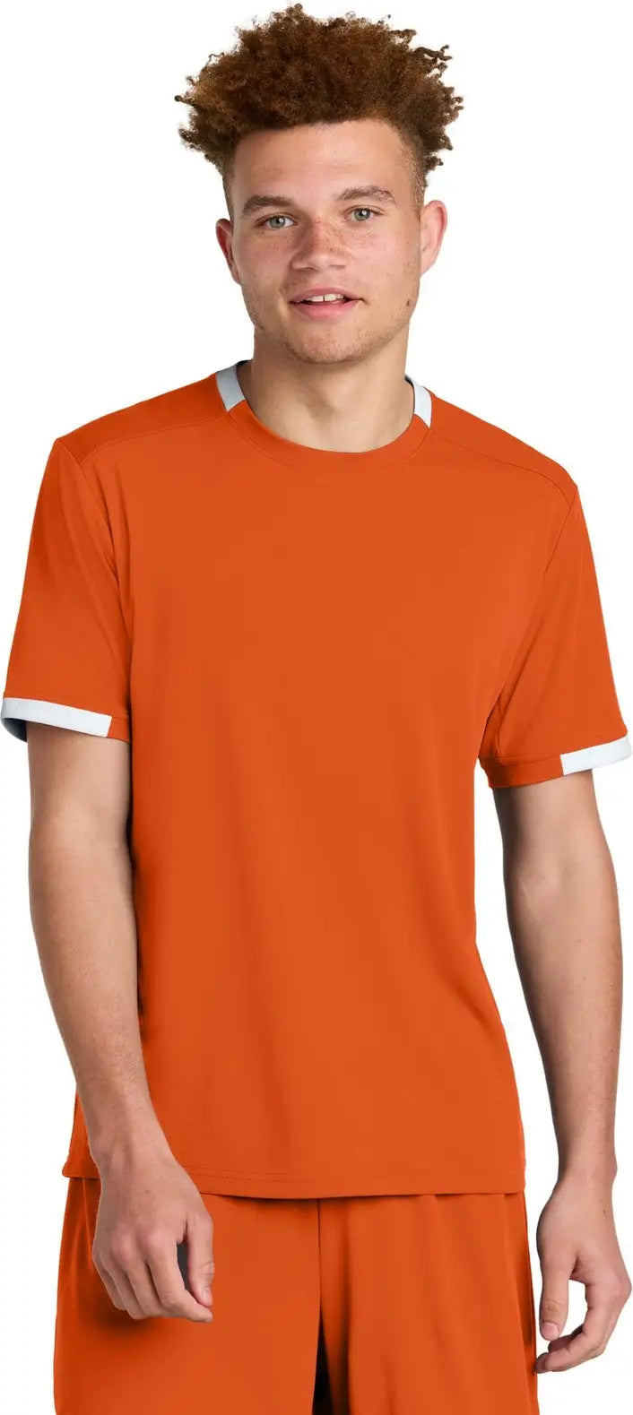 Sport-tek St440 Club Short Sleeve Crew - Deep Orange White