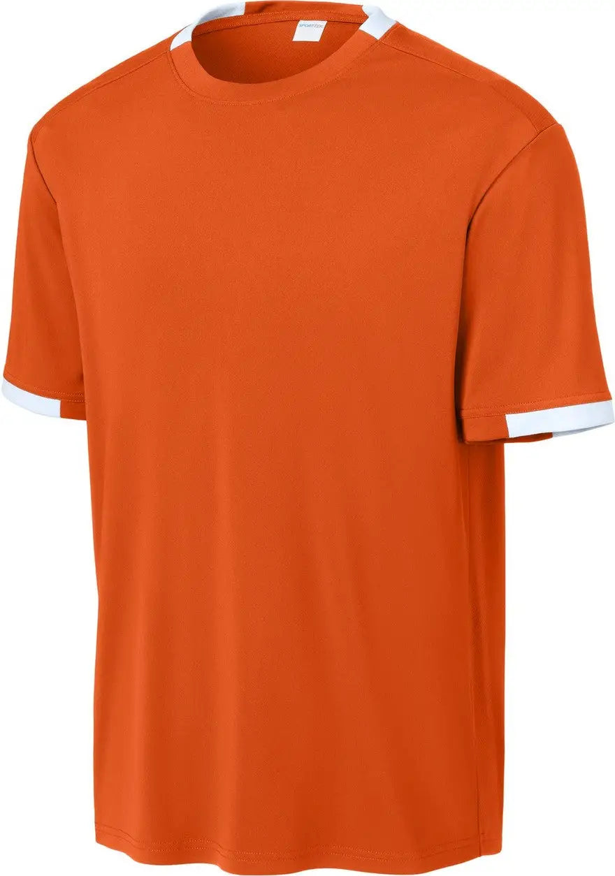 Sport-tek St440 Club Short Sleeve Crew - Deep Orange White