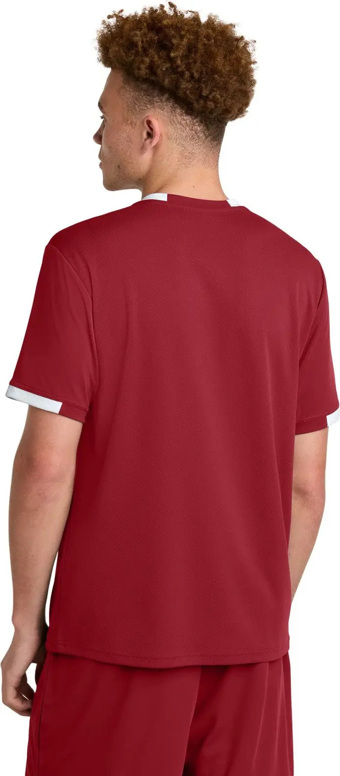 Sport-tek St440 Club Short Sleeve Crew - Deep Red White