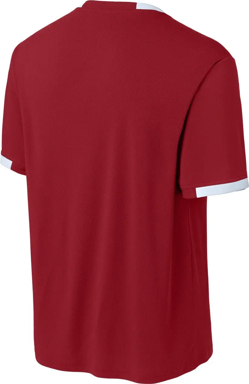 Sport-tek St440 Club Short Sleeve Crew - Deep Red White