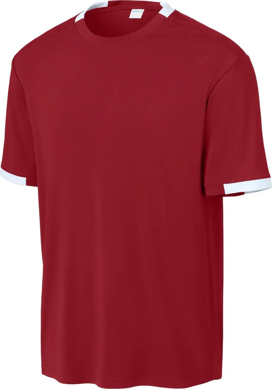 Sport-tek St440 Club Short Sleeve Crew - Deep Red White