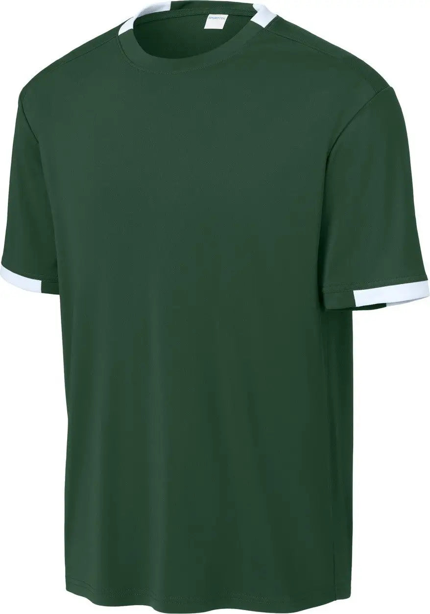 Sport-tek St440 Club Short Sleeve Crew - Forest Green White
