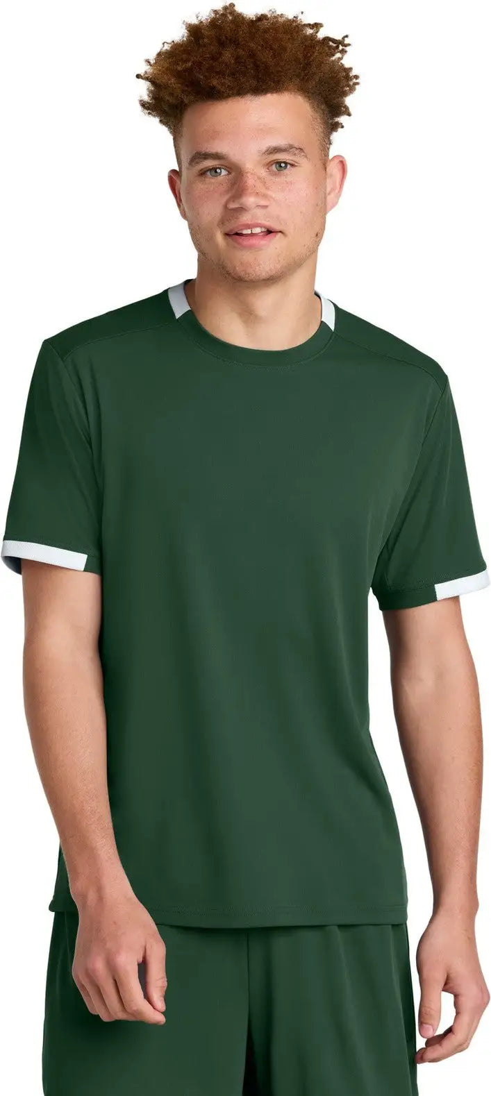 Sport-tek St440 Club Short Sleeve Crew - Forest Green White