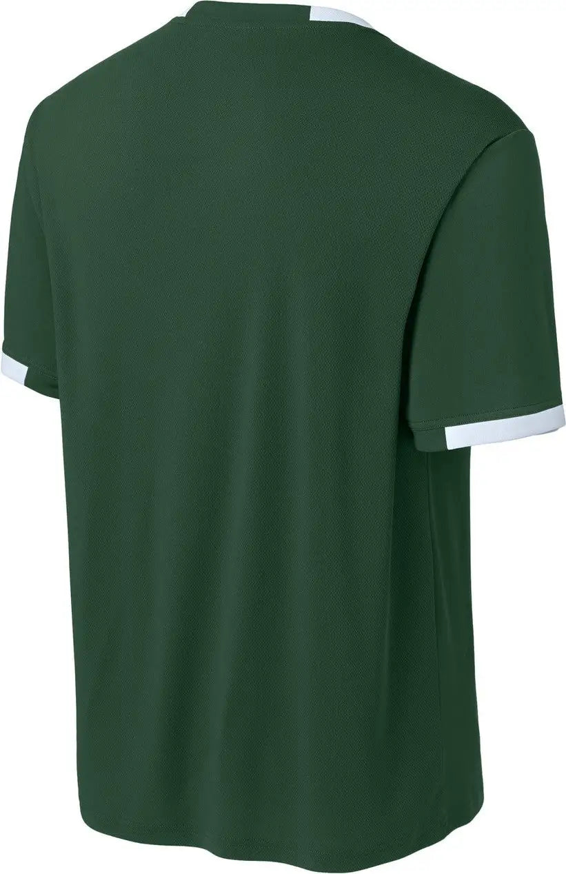 Sport-tek St440 Club Short Sleeve Crew - Forest Green White - Green/ / Adult Xs