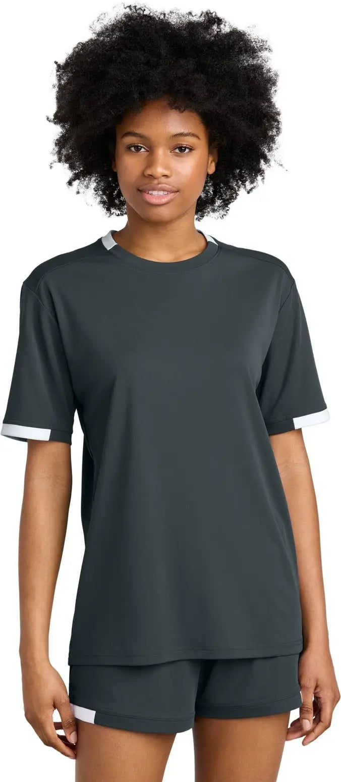 Sport-tek St440 Club Short Sleeve Crew - Iron Gray White - Gray/ / Adult Xs