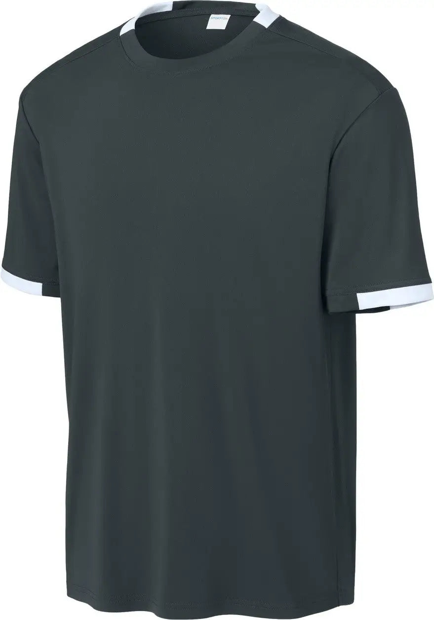 Sport-tek St440 Club Short Sleeve Crew - Iron Gray White