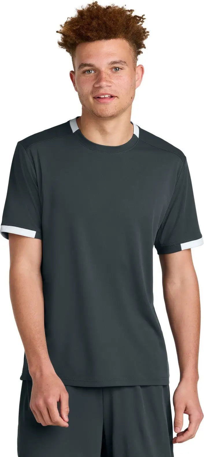 Sport-tek St440 Club Short Sleeve Crew - Iron Gray White