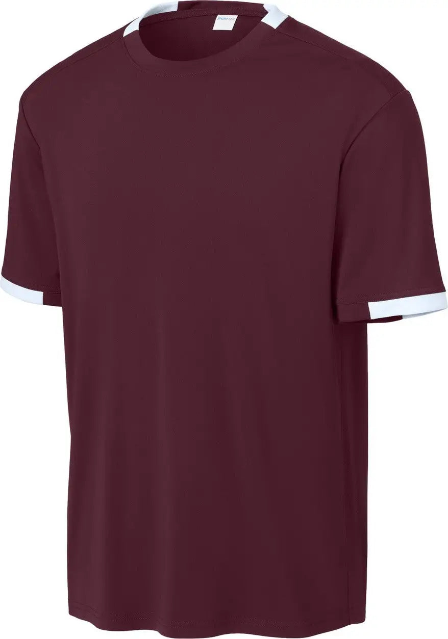 Sport-tek St440 Club Short Sleeve Crew - Maroon White