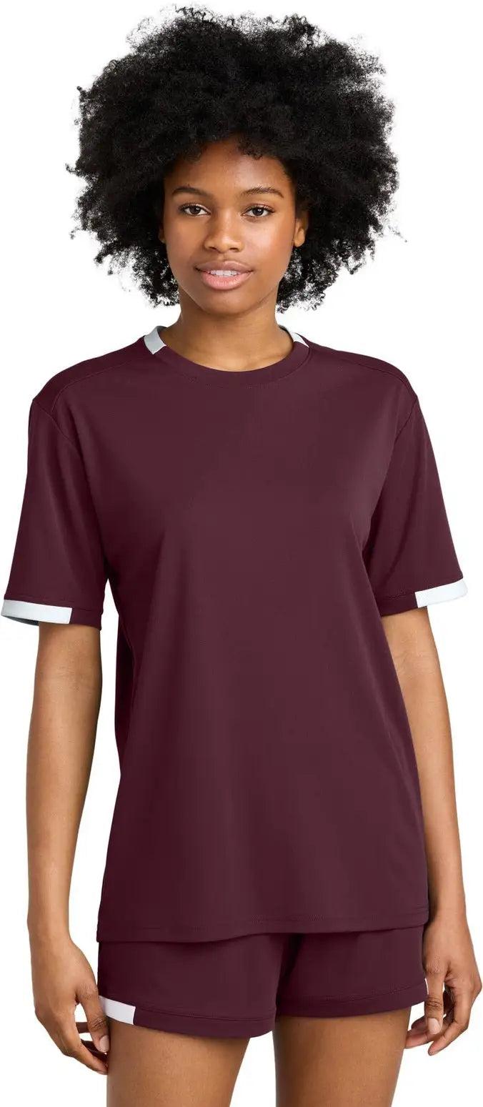 Sport-tek St440 Club Short Sleeve Crew - Maroon White