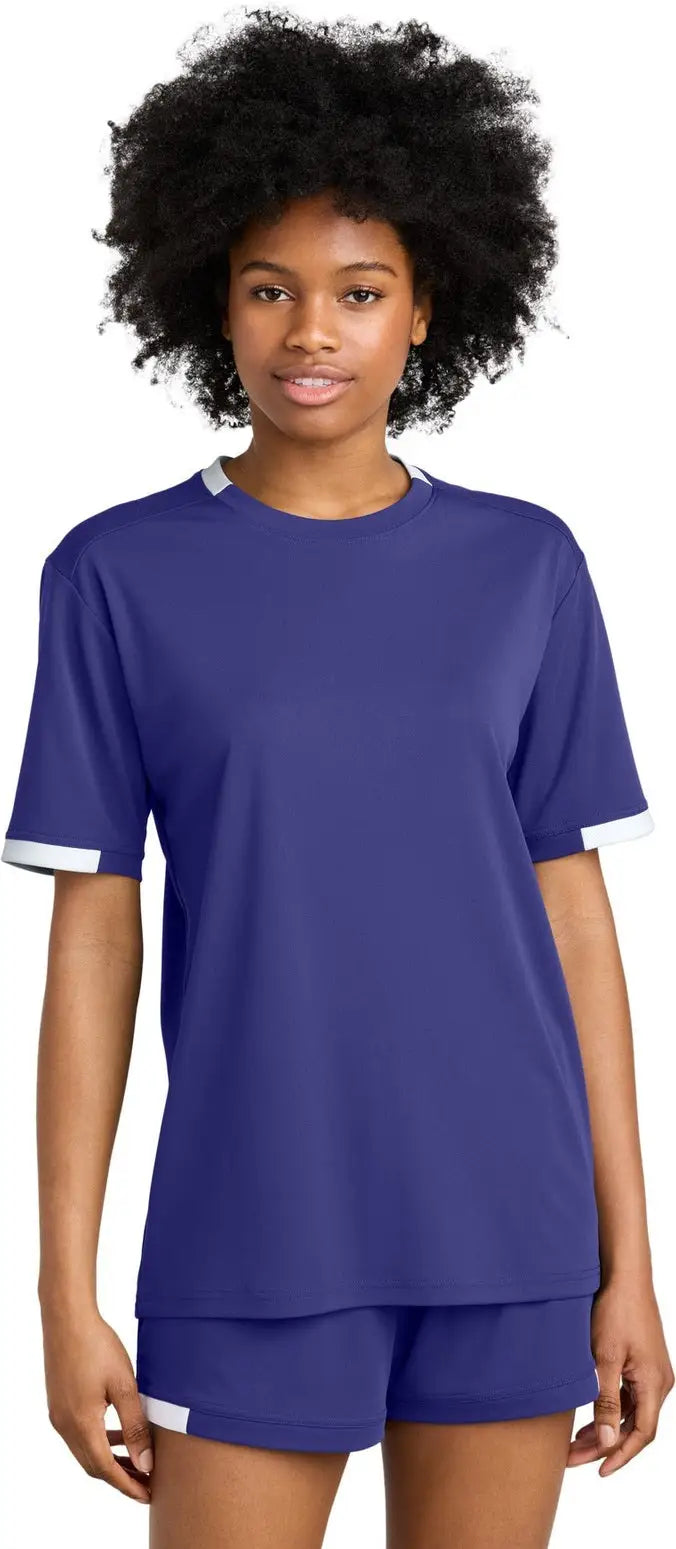 Sport-tek St440 Club Short Sleeve Crew - Purple White - Purple/ / Adult Xs