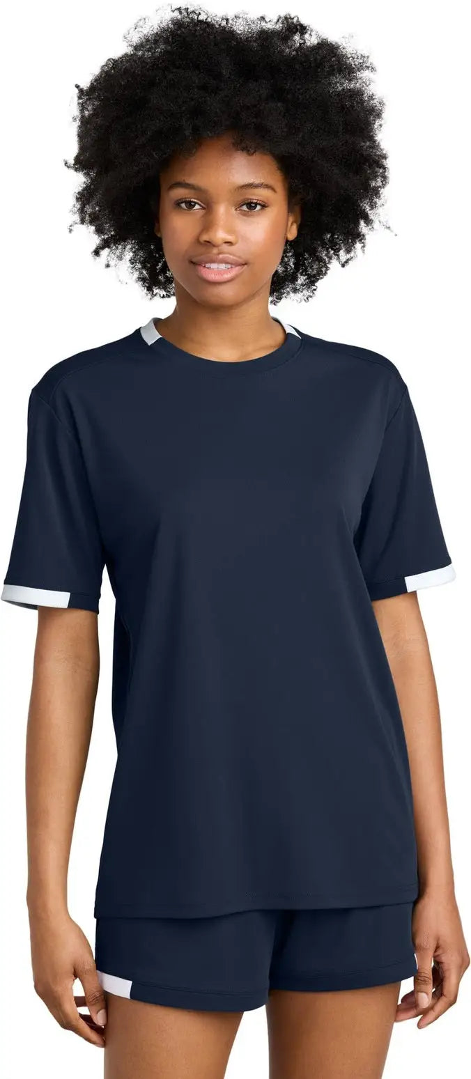 Sport-tek St440 Club Short Sleeve Crew - True Navy White - Navy/ / Adult Xs