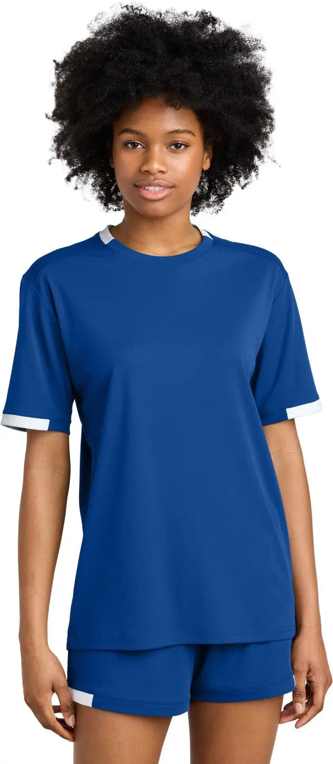 Sport-tek St440 Club Short Sleeve Crew - True Royal White - Royal/ / Adult Xs