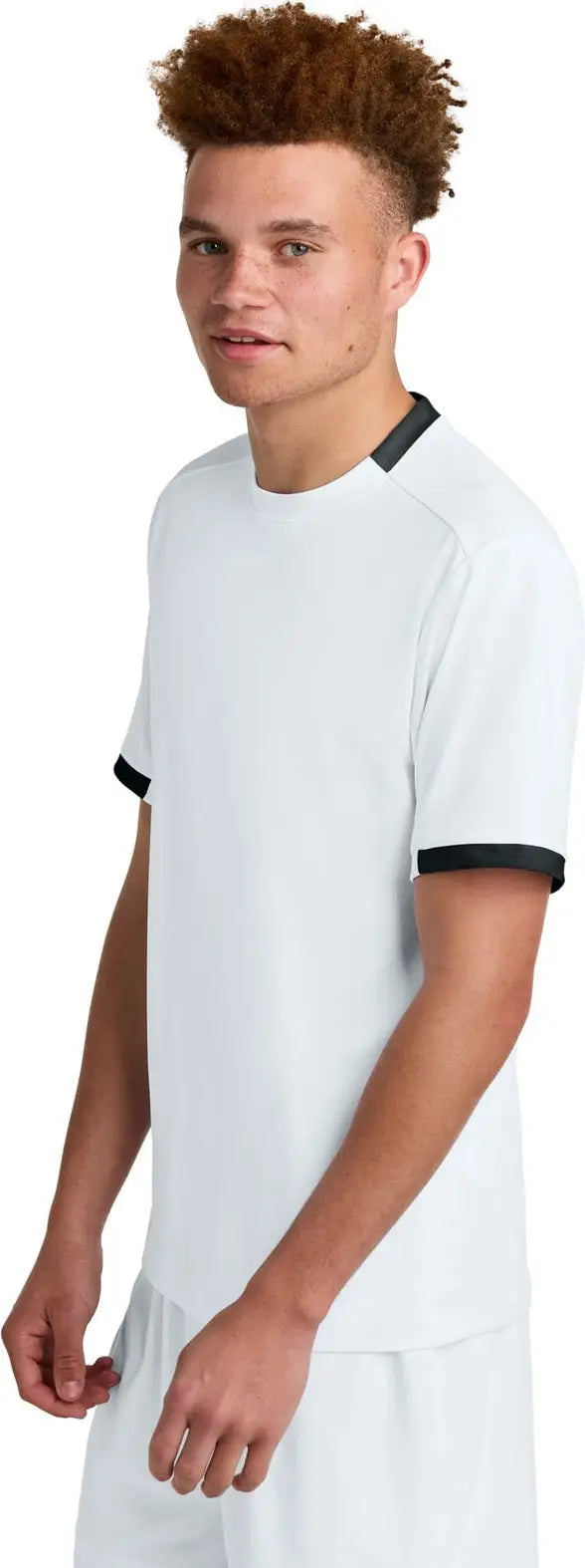 Sport-tek St440 Club Short Sleeve Crew - White Black