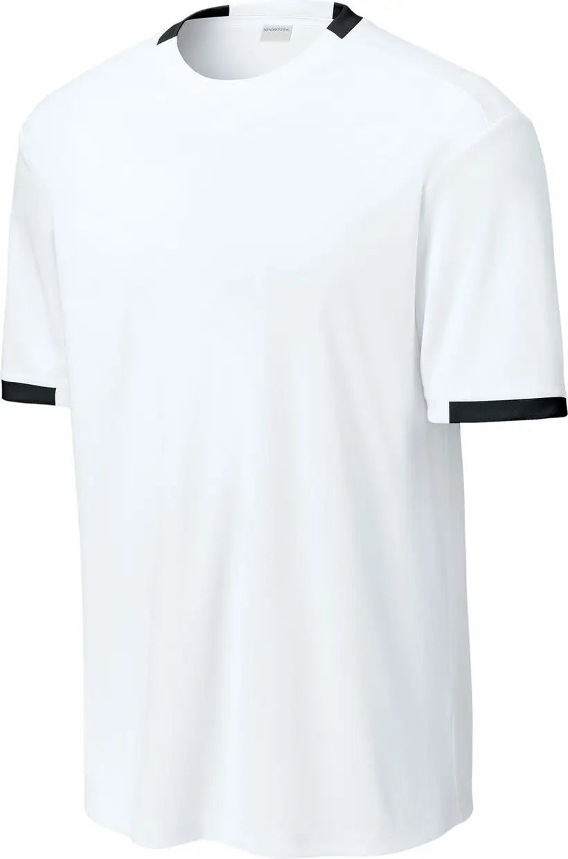 Sport-tek St440 Club Short Sleeve Crew - White Black
