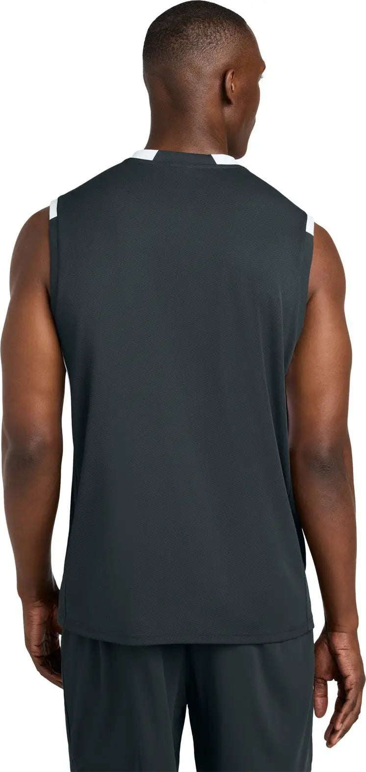 Sport-tek St441 Club Sleeveless V-neck - Iron Gray White