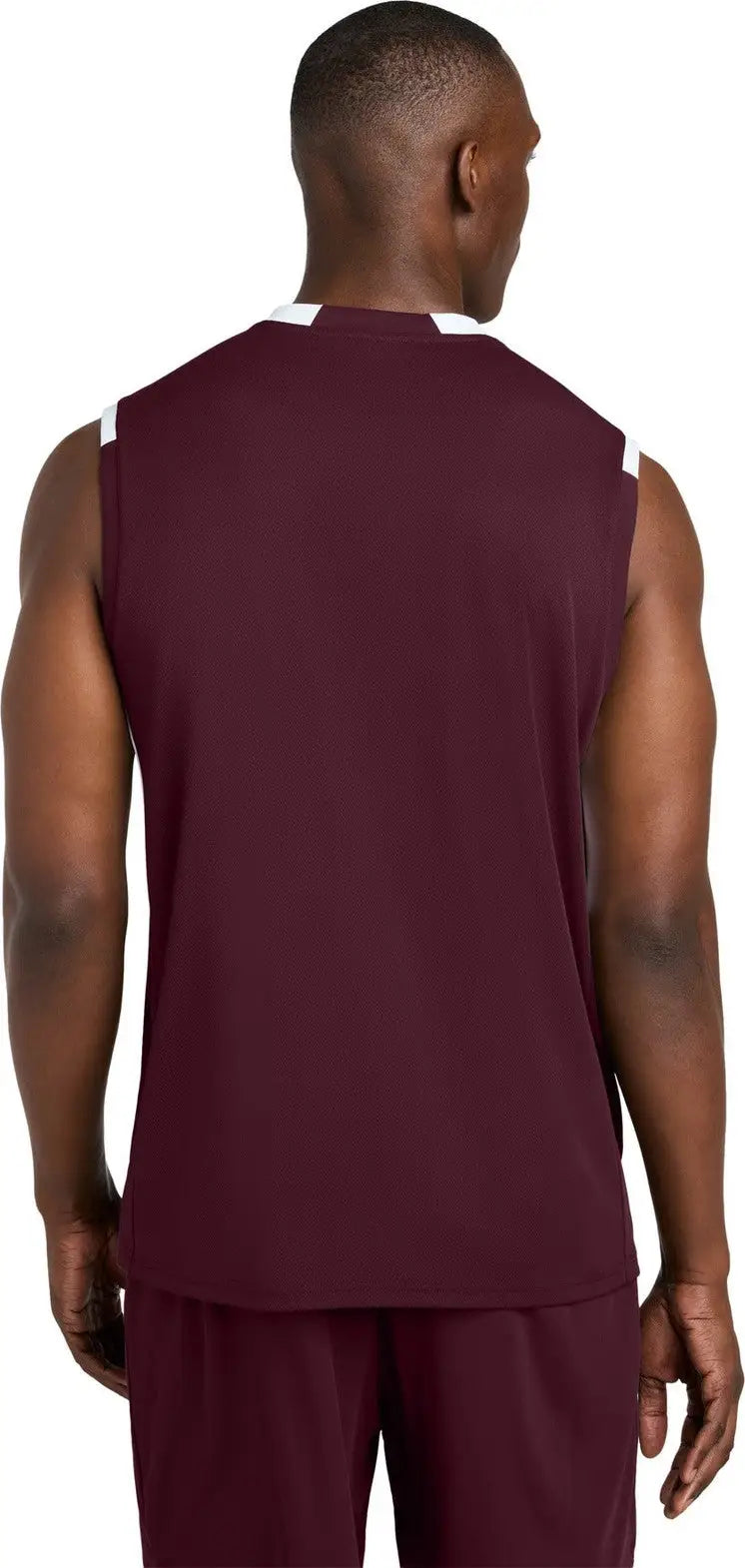 Sport-tek St441 Club Sleeveless V-neck - Maroon White