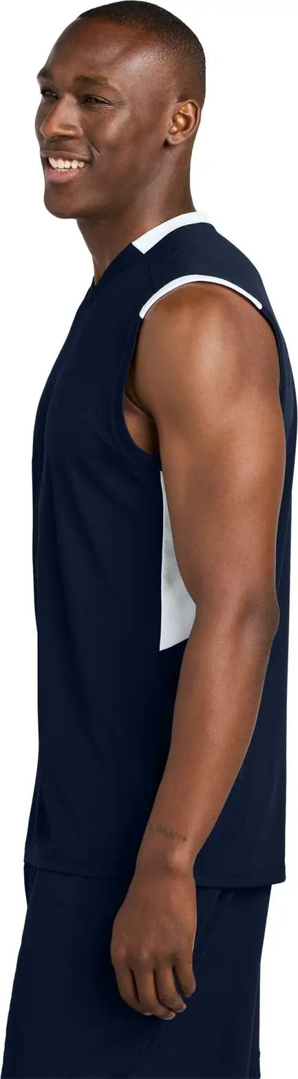 Sport-tek St441 Club Sleeveless V-neck - True Navy White