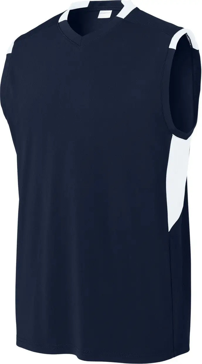 Sport-tek St441 Club Sleeveless V-neck - True Navy White