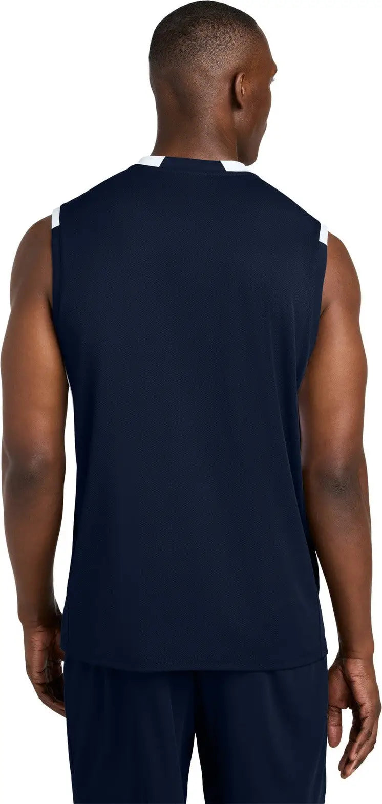 Sport-tek St441 Club Sleeveless V-neck - True Navy White