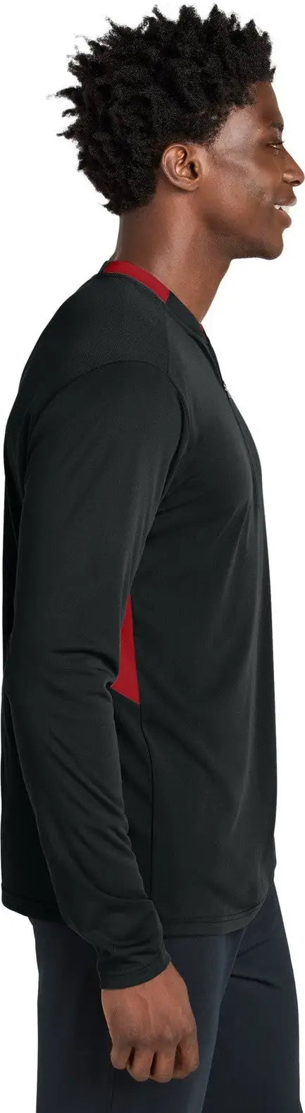 Sport-tek St443 Club 1/4-zip Pullover - Black Deep Red