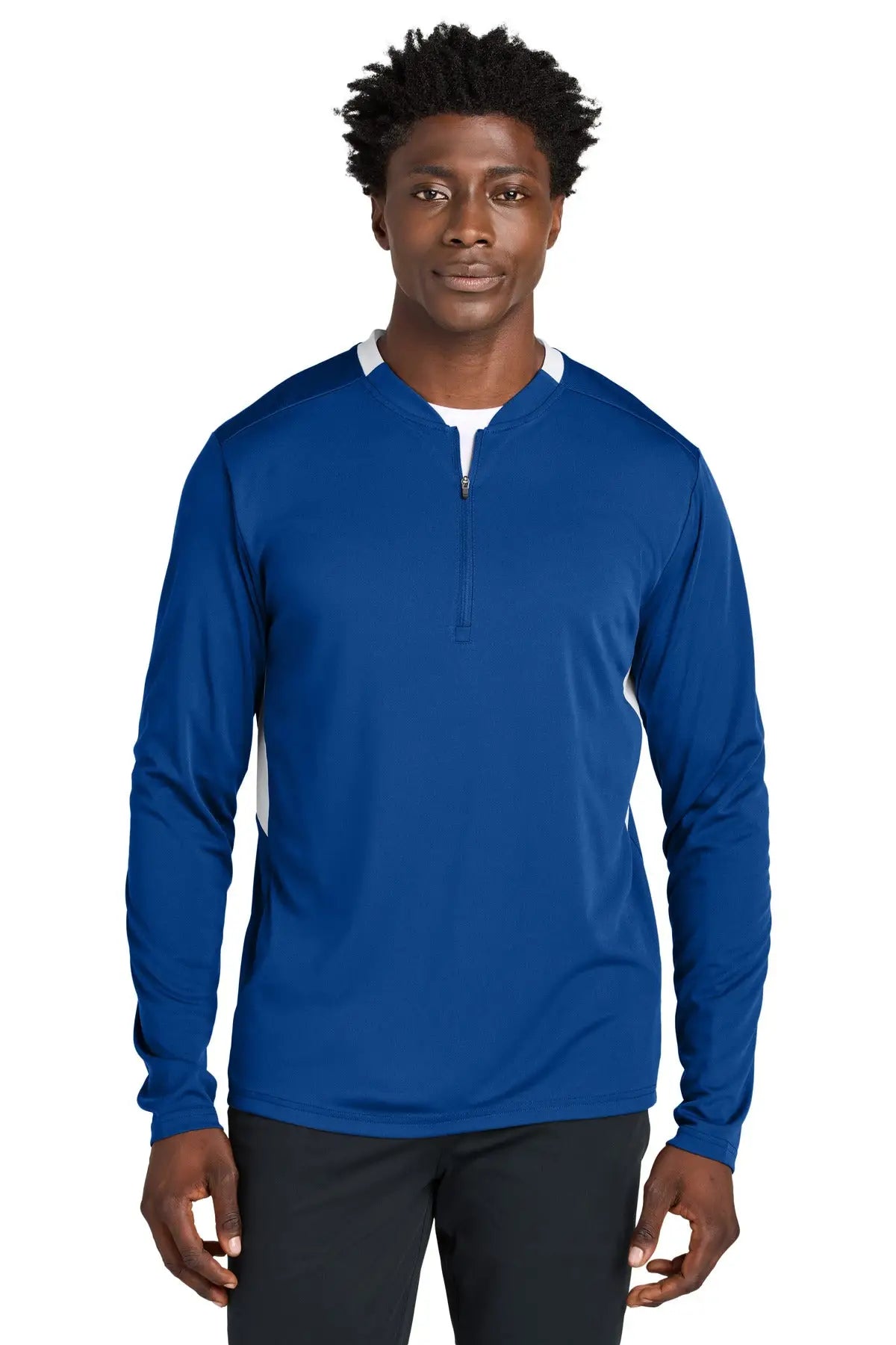 Sport-tek St443 Club 1/4-zip Pullover - True Royal White - Royal/ / Adult Xs