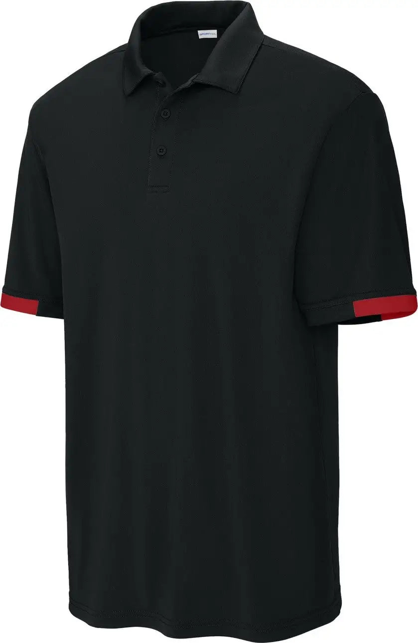 Sport-tek St444 Club Colorblock Polo - Black Deep Red