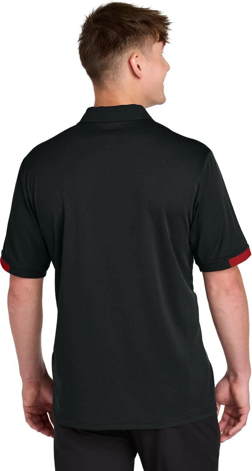 Sport-tek St444 Club Colorblock Polo - Black Deep Red