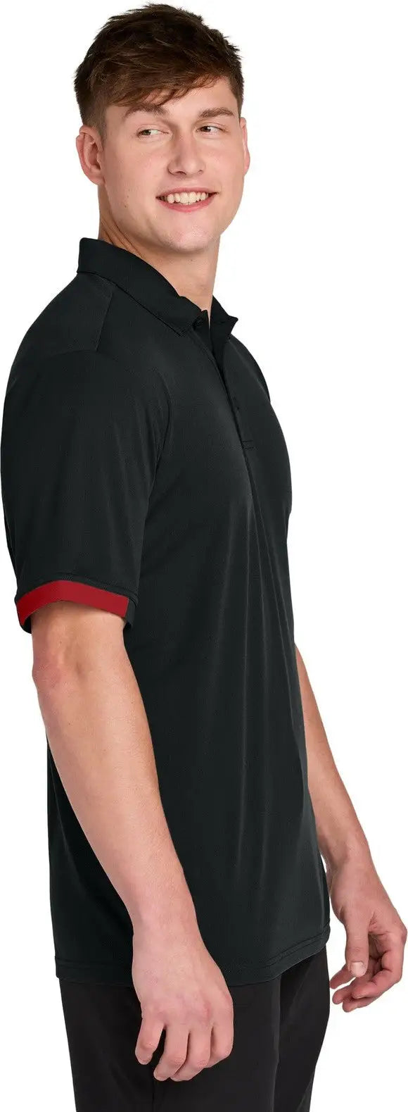 Sport-tek St444 Club Colorblock Polo - Black Deep Red